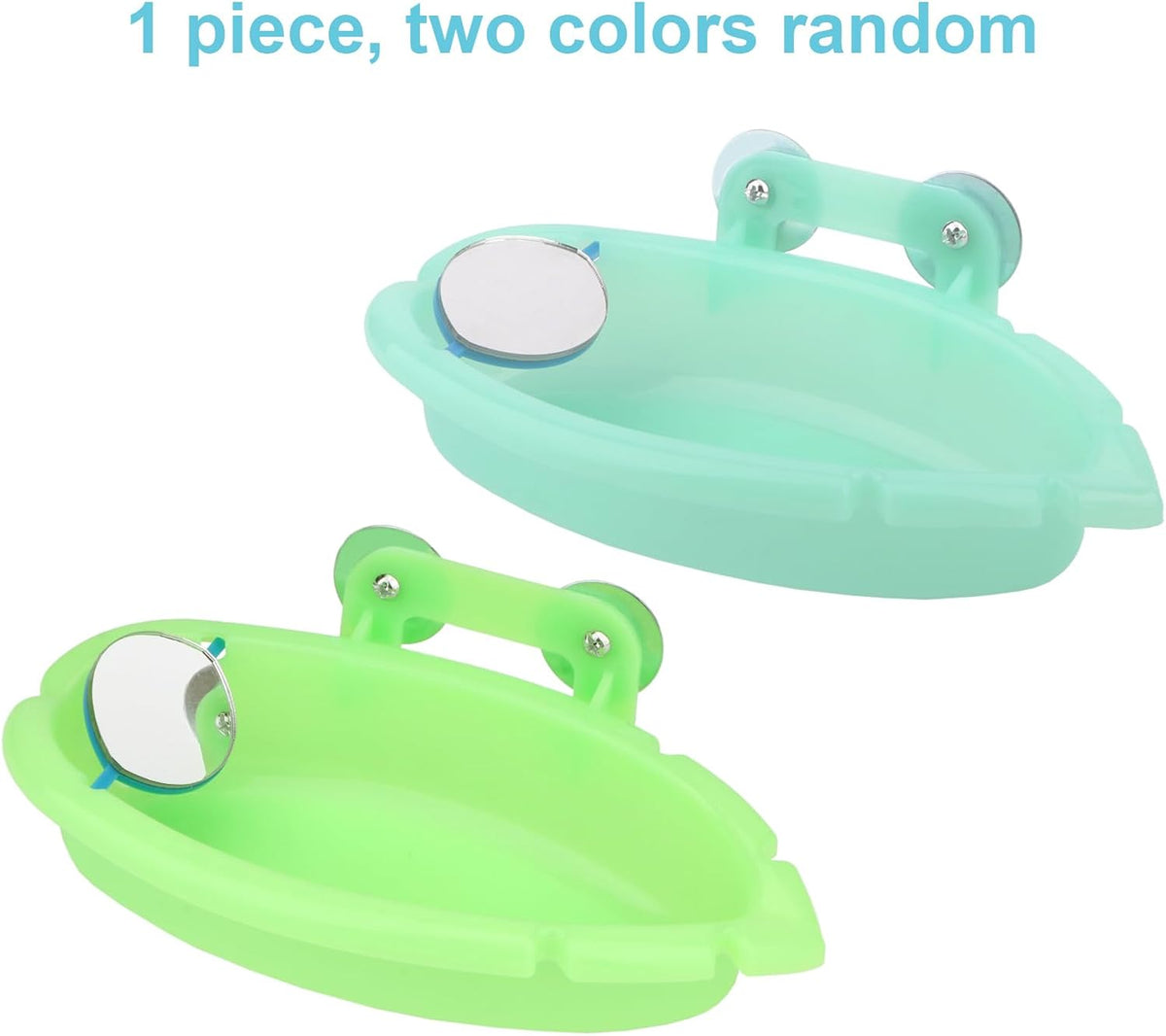 Wontee Bird Bath for Cage Portable Parrot Hanging Bathroom Bathing Tub with Mirror for Small Birds