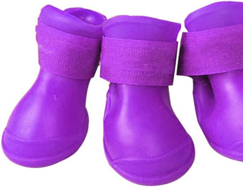 4Pcs Silicone Dog Boots, All Weather Non Slip Dog Rainshoes Boots Shoes for Hot Pavement, Snow