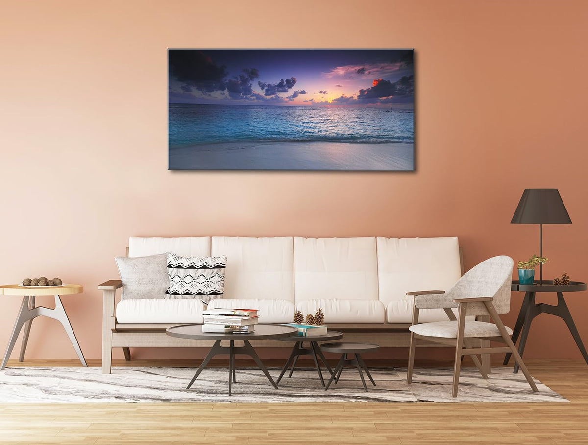 Beach Wall Art Sunset Coastal Bathroom Decor Ocean Sunrise Canvas Artwork Nature Landscape Prints