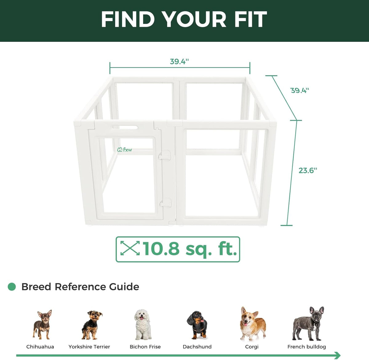 FXW AuraSpace Acrylic Indoor Unleashed Dog Playpen for Puppies and Small Dogs, 24 Inch, 8 Panels