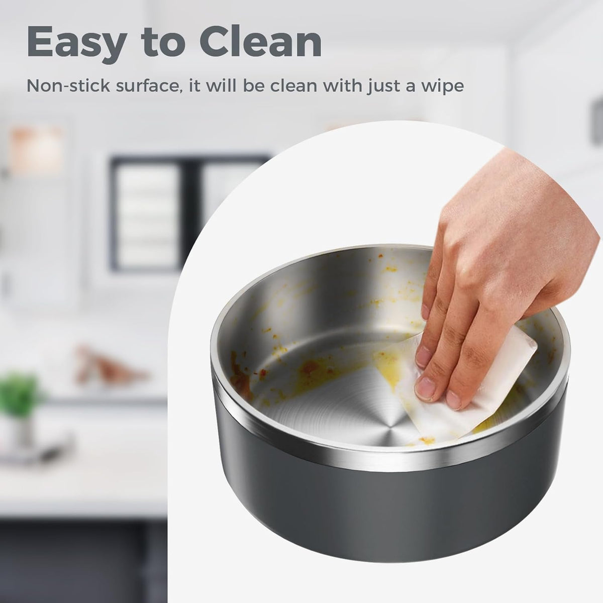 Dog Bowl, Stainless Steel Dog Food and Water Bowl with Non Slip Quiet Bottom, Easy to Clean