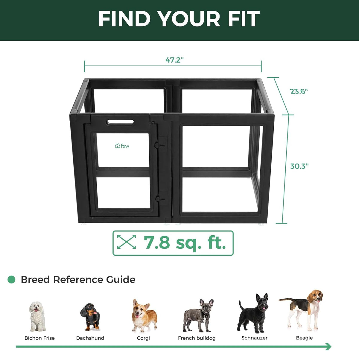 FXW AuraSpace Acrylic Indoor Unleashed Dog Playpen for Small and Medium Dogs, 30 Inch, 12 Panels