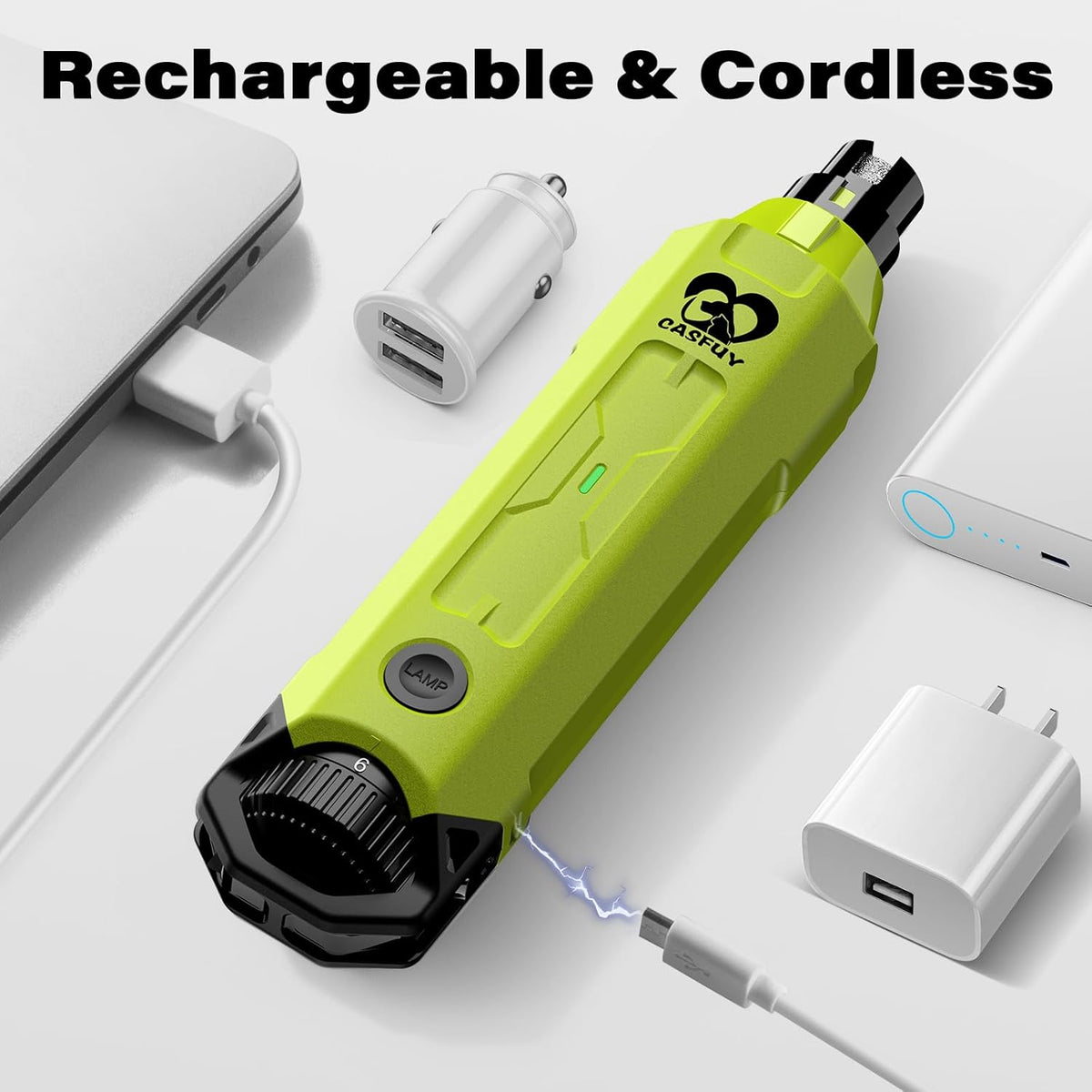 Casfuy 6-Speed Dog Nail Grinder - Newest Enhanced Pet Nail Grinder Super Quiet Rechargeable