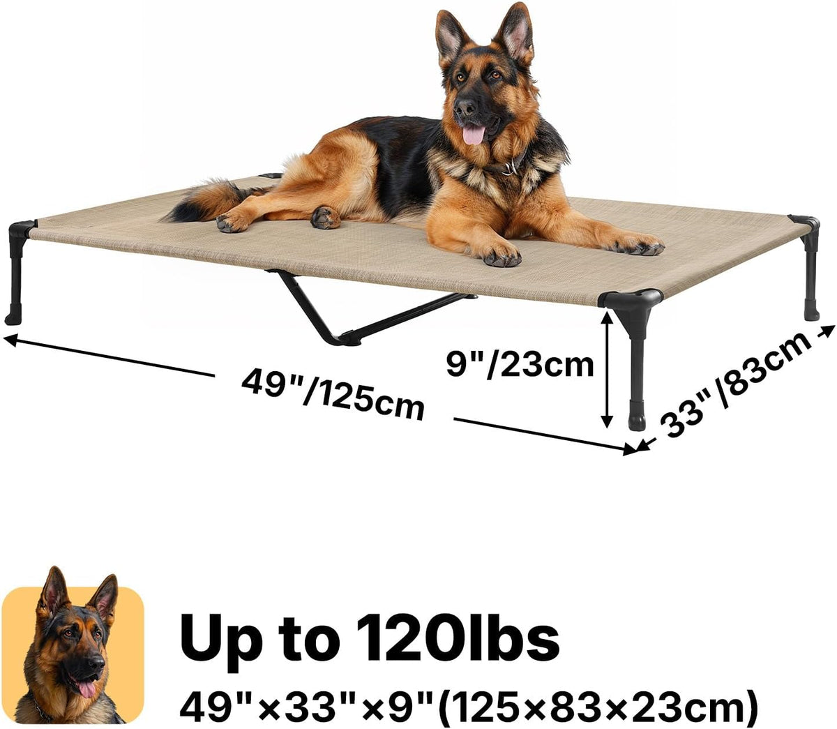 Veehoo Outdoor Elevated Dog Cot Bed, Cooling Raised Pet Bed for X-Large Dog, Washable Breathable