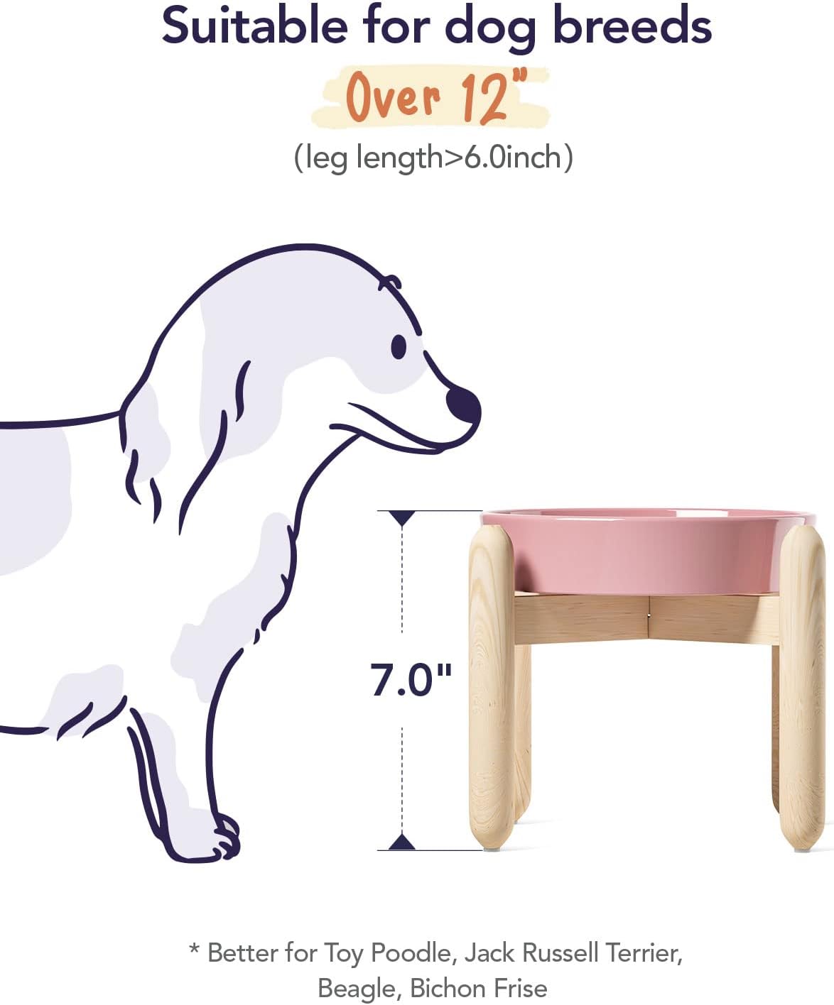 LE TAUCI Ceramic Slow Feed Dog Bowls, Elevated for Small and Medium Breed Dogs, Anti-Gulping Pet