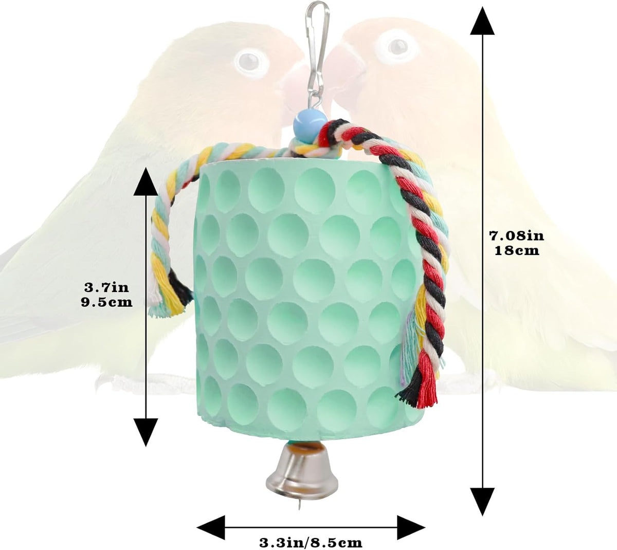 Oooct Extra Large Bird Chewing Toy, Parrot Beak Grinding Calcium Stone with Bells, Bird Cage
