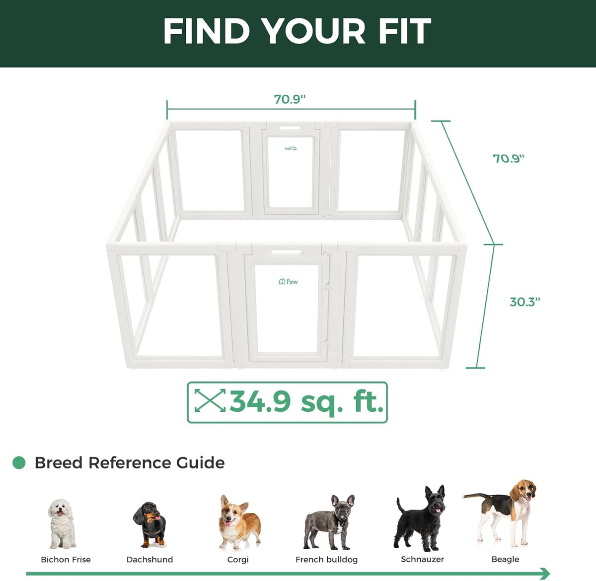 FXW AuraSpace Acrylic Indoor Unleashed Dog Playpen for Small and Medium Dogs, 30 Inch, 12 Panels