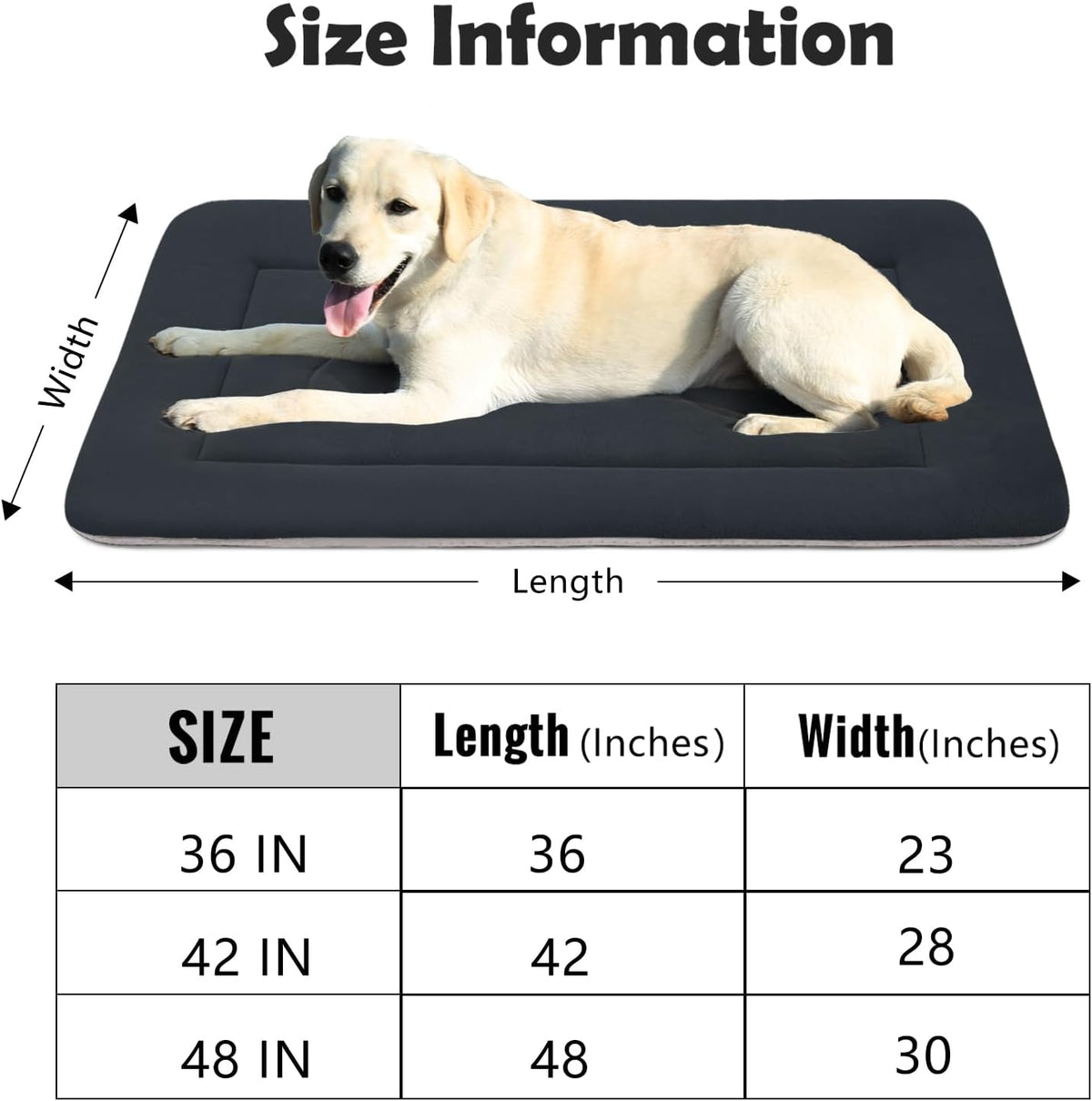 JoicyCo Large Dog Bed Soft Dog Crate Pad Mat 42 in Non-Slip Bottom Washable Dog Sleeping Mattress