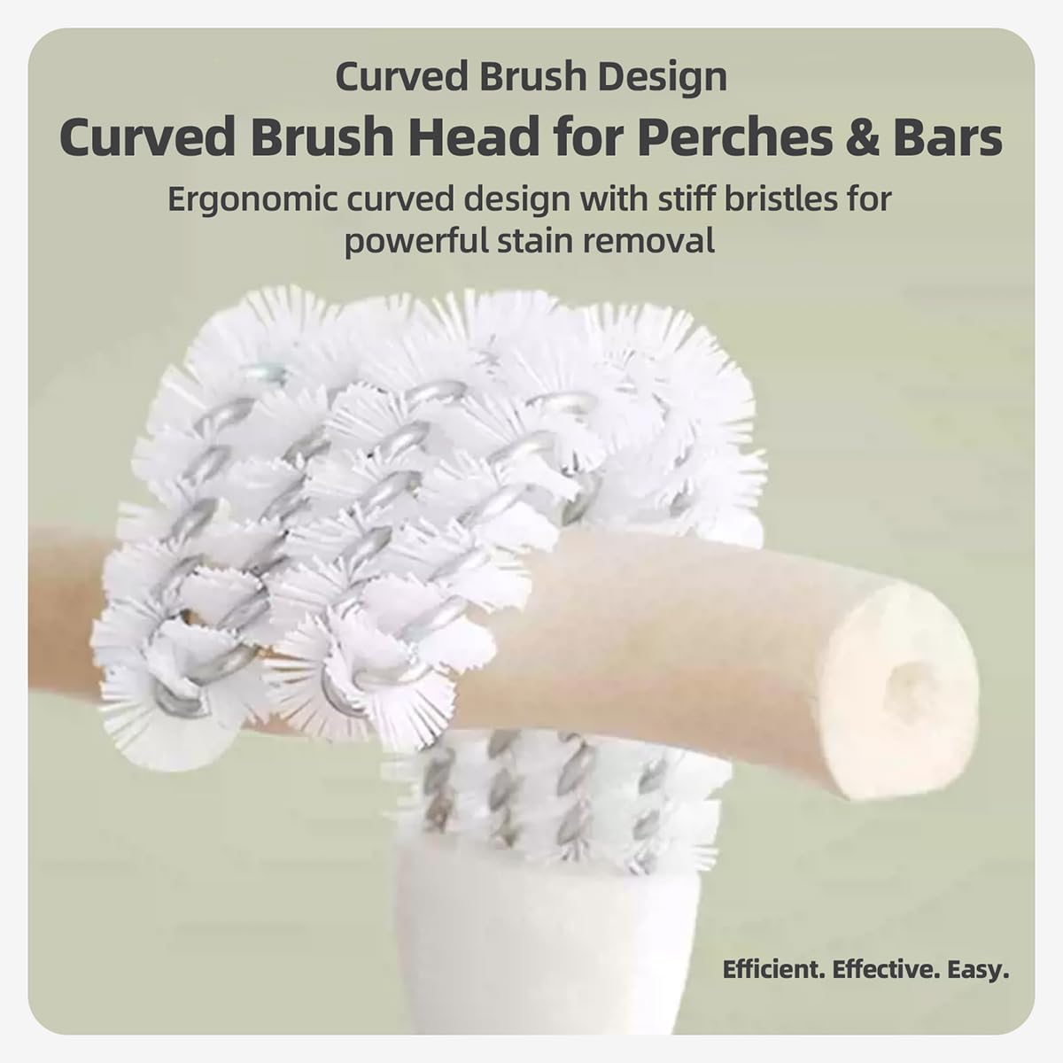 MANON ROSA 2-in-1 Bird Cage Cleaner Brush & Scoop with Long Handle and Curved Brush Head - for