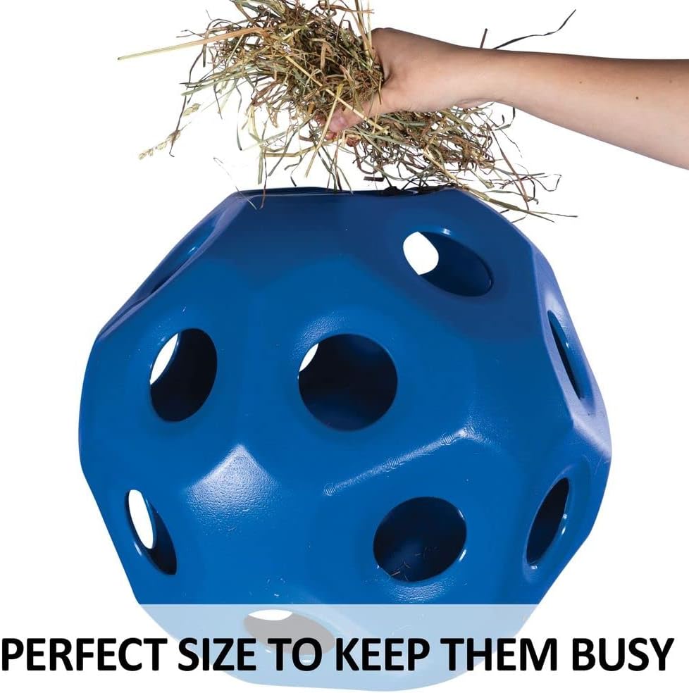 Schneiders Slow Feed Hay Ball Feeder for Horses | Color Blue Horse Stable Companion | Slow Feed