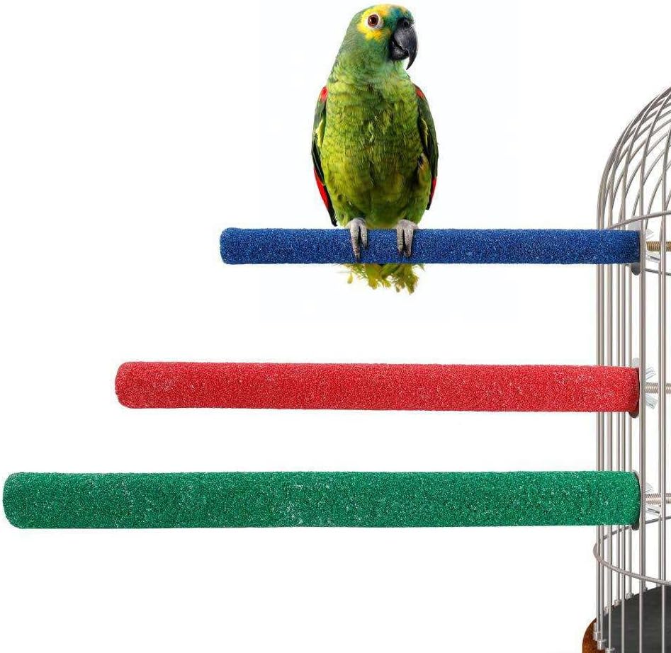 10 Pcs Parrot Perch Stand Bird Perch Stand Toy Colorful Paw Grinding Stick Cage Wooden Parakeet