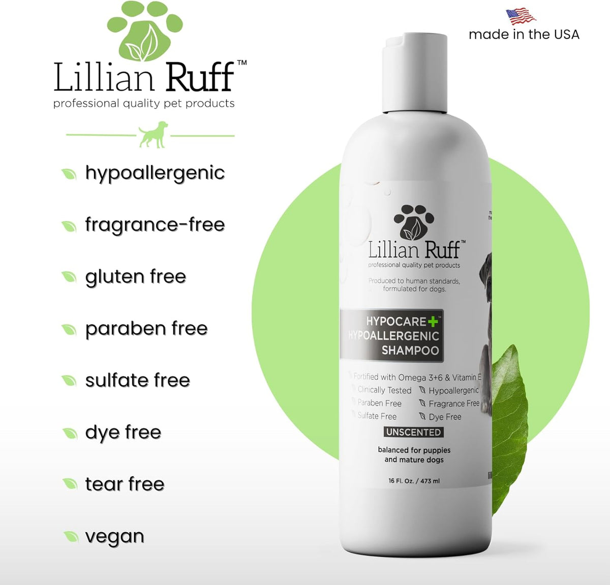 Lillian Ruff Calming Oatmeal Pet Shampoo for Dry Skin & Itch Relief with Aloe & Hydrating Essential