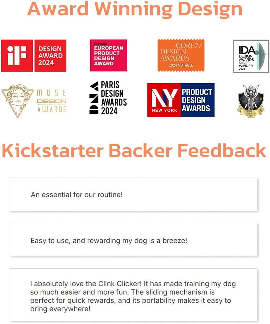 Clink Design Clicker Dog Trainer & Dog Treat Pouch Alternative, Puppy Essentials Dual Use 2 in 1