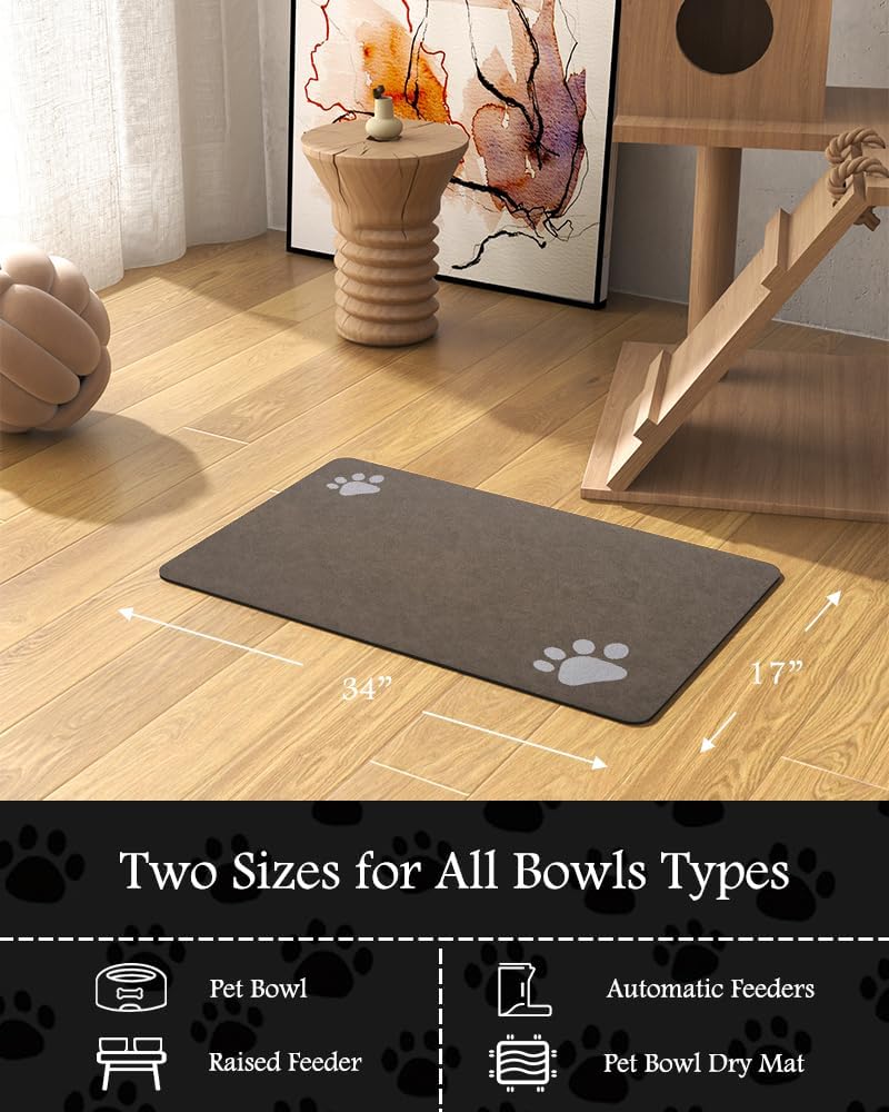 Pet Feeding Mat-Absorbent Dog Mat for Food and Water Bowl-No Stains Quick Dry Water Dispenser