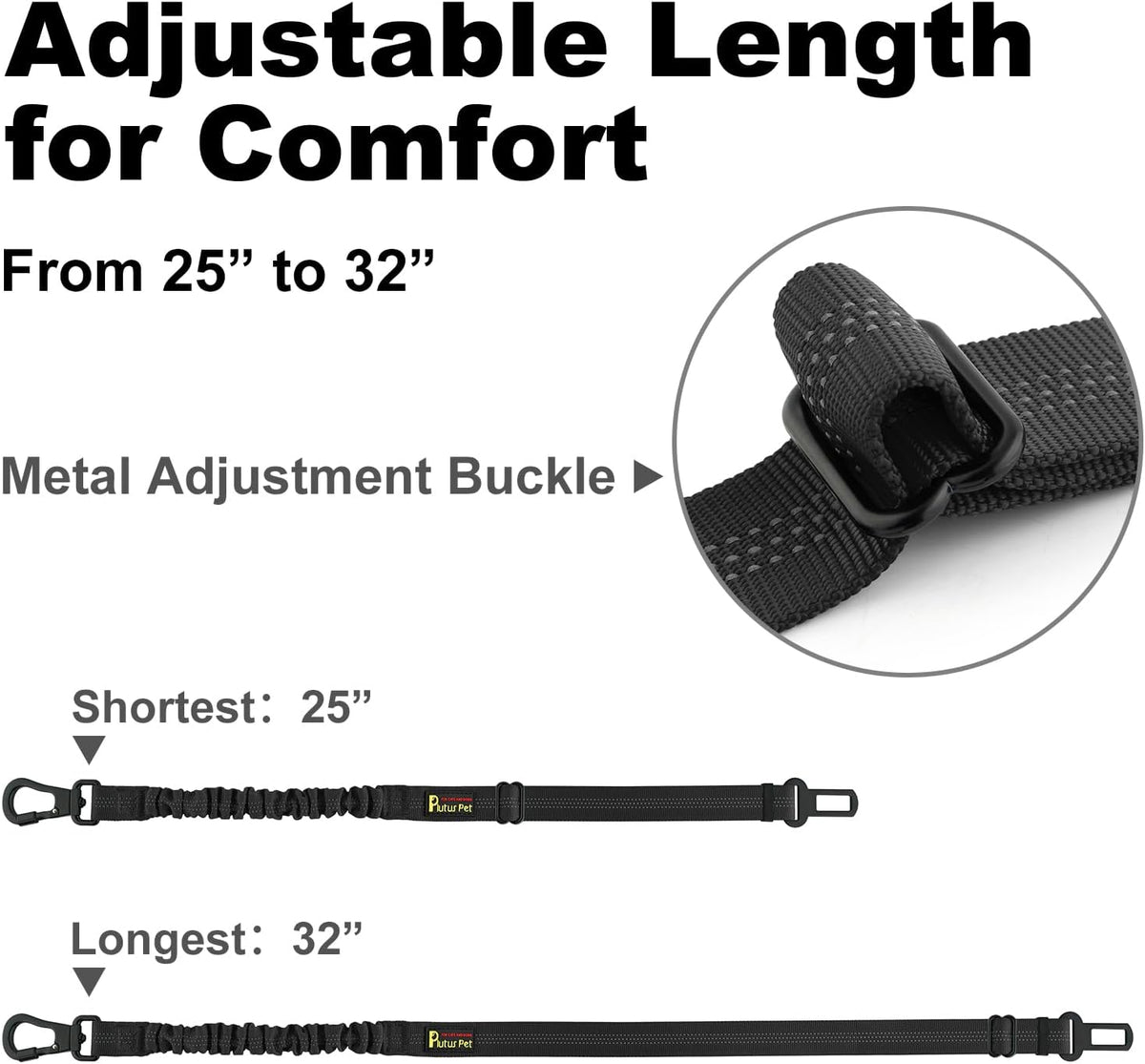 Plutus Pet Dog Seat Belt for Car, Adjustable Dog Car Harness with Carabiner Clip, Reflective Safety