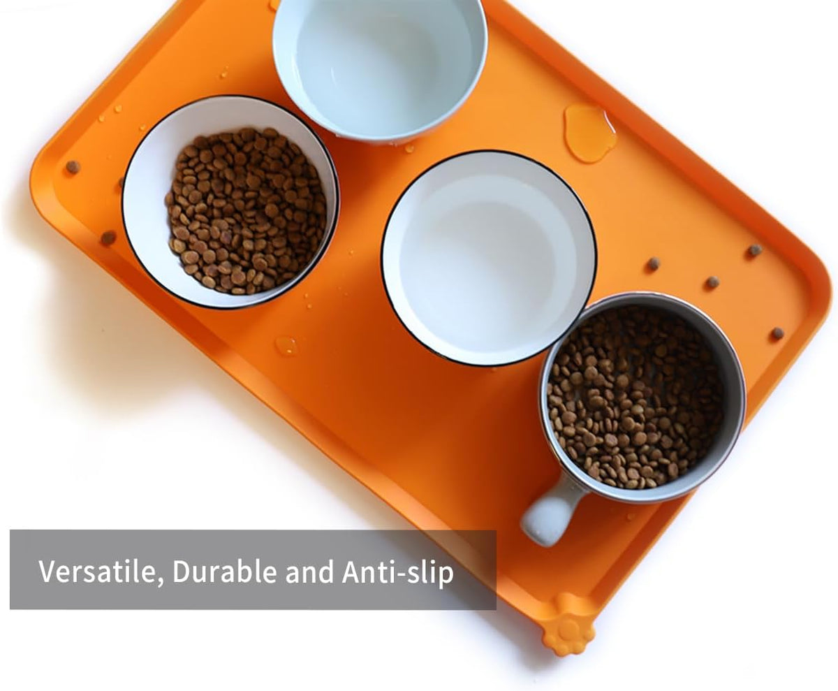 Hoki Found L Silicone Non Slip Pet Dog Cat Bowl Mats - Placemat - Feeding Mat - Waterproof - For
