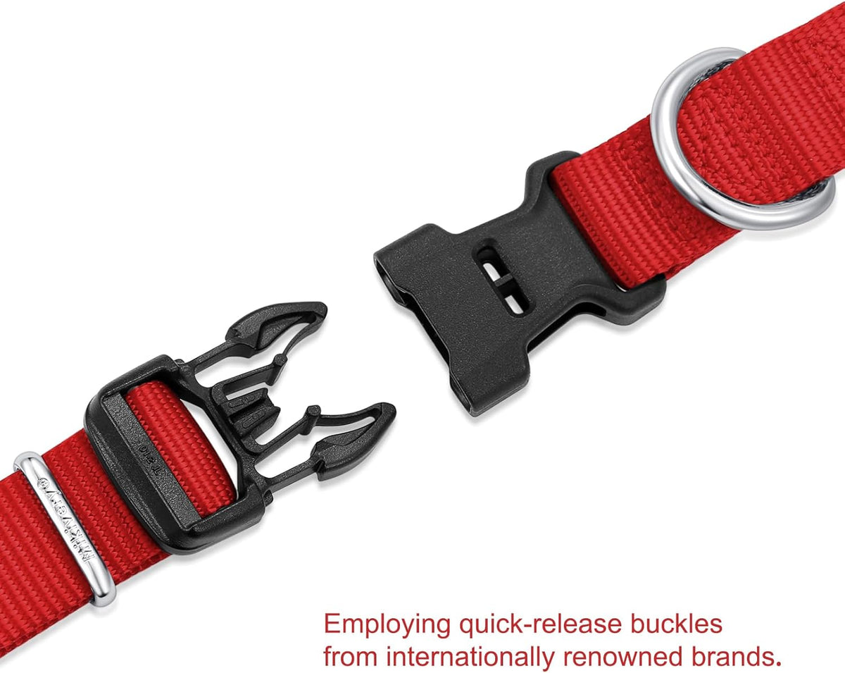 Mikivery Nylon Dog Collar with Quick Release Buckle Soft Adjustable Sturdy for Small Medium Large