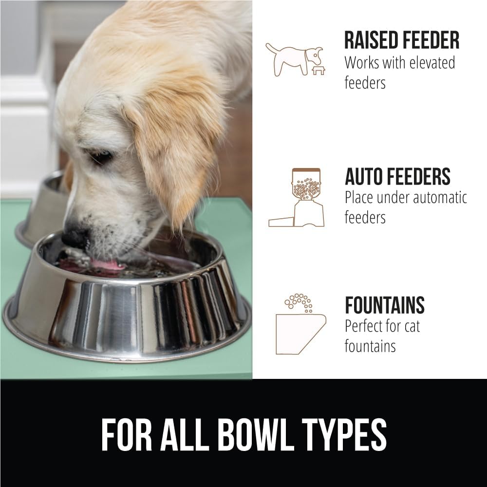 GORILLA GRIP 100% Waterproof Raised Edge BPA Free Silicone Pet Feeding Mat, Dog Cat Food Mats