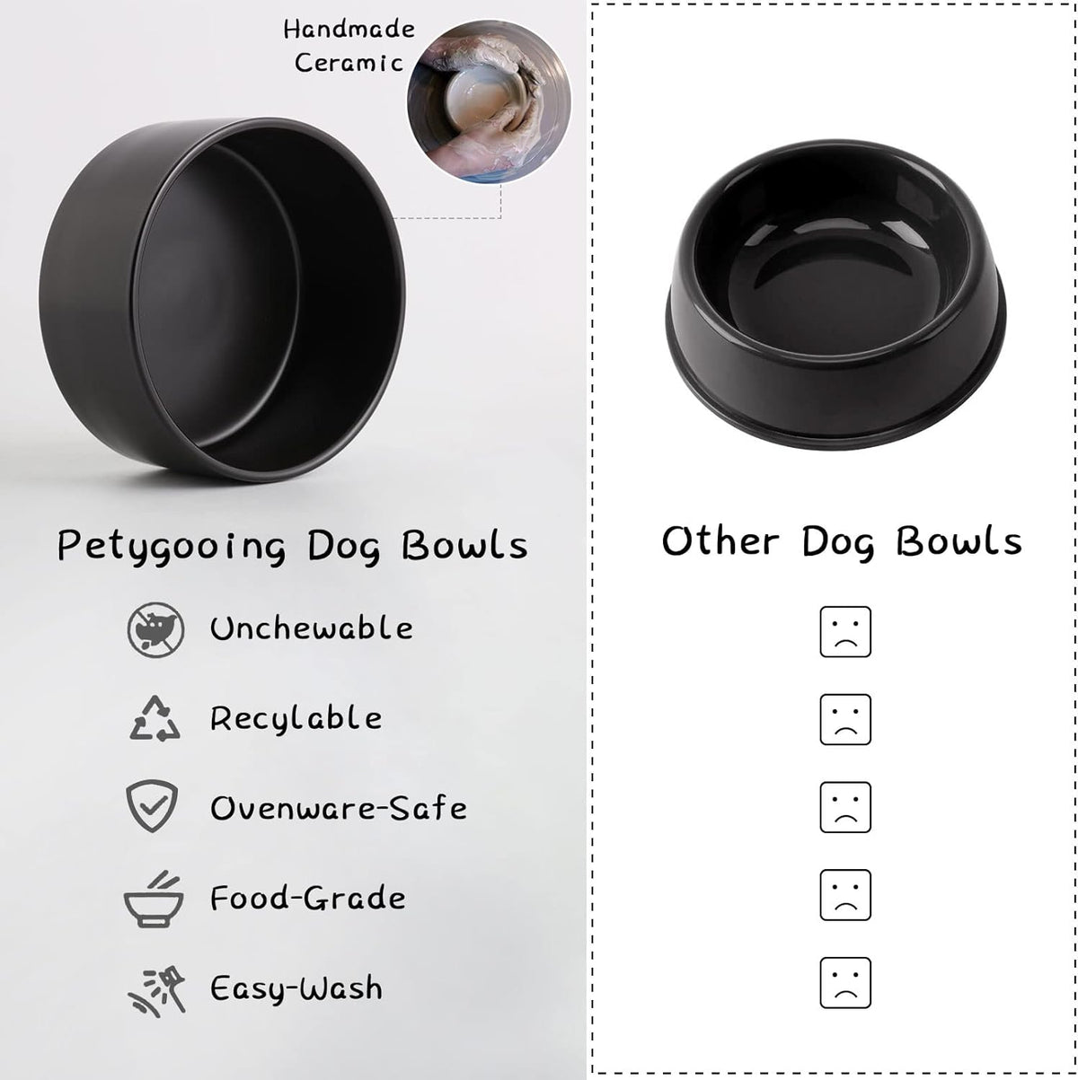 Petygooing Black Elevated/Raised Ceramic Dog Bowl for Medium and Large Breeds, Dog Food Water Dish