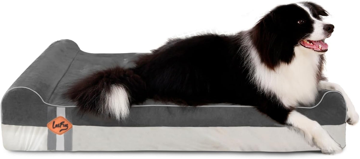 Laifug Orthopedic Memory Foam Extra Large Dog Bed Pillow (50"x36"x10", Grey) Durable Waterproof