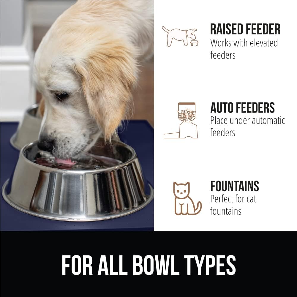 GORILLA GRIP 100% Waterproof Raised Edge BPA Free Silicone Pet Feeding Mat, Dog Cat Food Mats