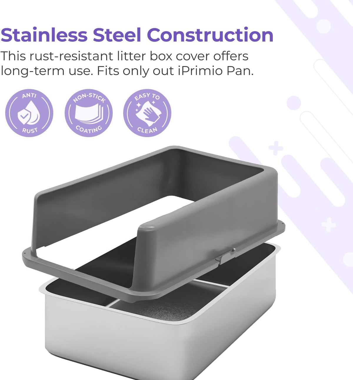 iPrimio XL Cat Litter Box Enclosure - 23"x15"x6" Stainless Steel Litter Enclosure for Big Cats