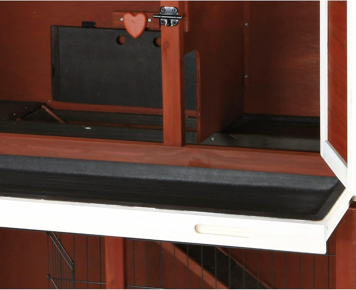 TRIXIE natura Outdoor Rabbit Hutch with Run - 2-Story Rabbit Cage with Non-Slip Ramp - Medium