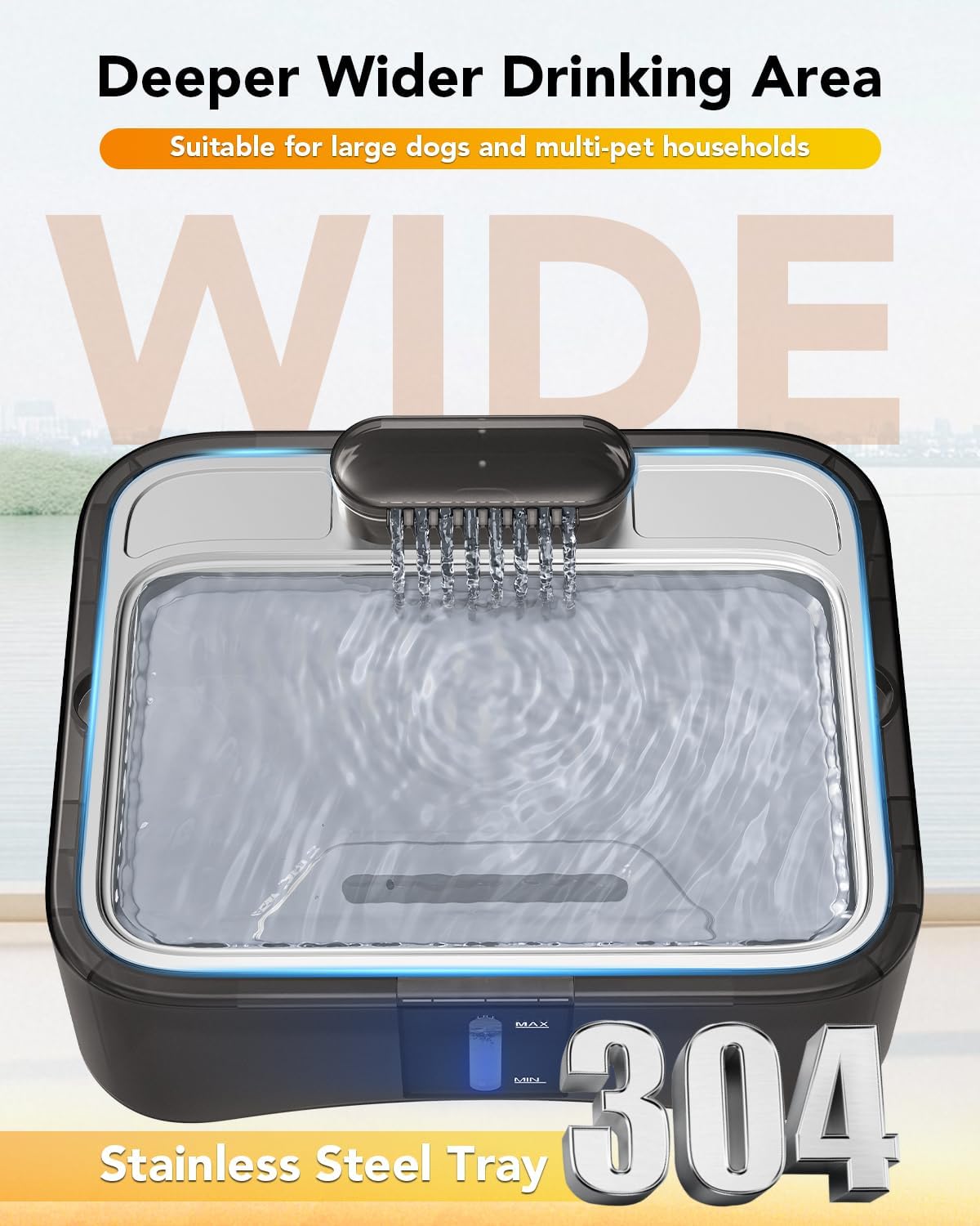 UPSKY 2.25Gal Elevated Dog Water Fountain, 4 Heights Adjustable Pet Fountain for All Dog Sizes, 304
