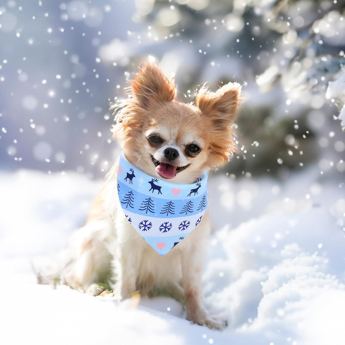 Abbylike 50 Pcs Winter Dog Bandanas Bulk Blue Snowflake Dog Bandanas for Pets Triangle Kerchief