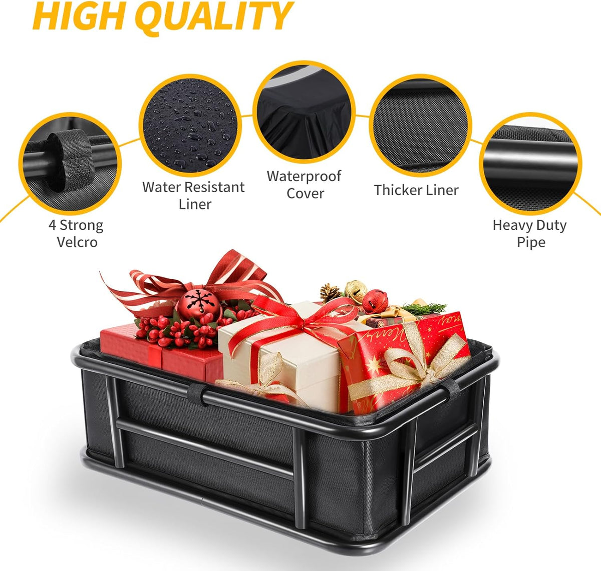 Bike Basket Rear with Liner,Waterproof Cover,Cargo Net Large Rear Bike Basket,Heavy Duty Bicycle