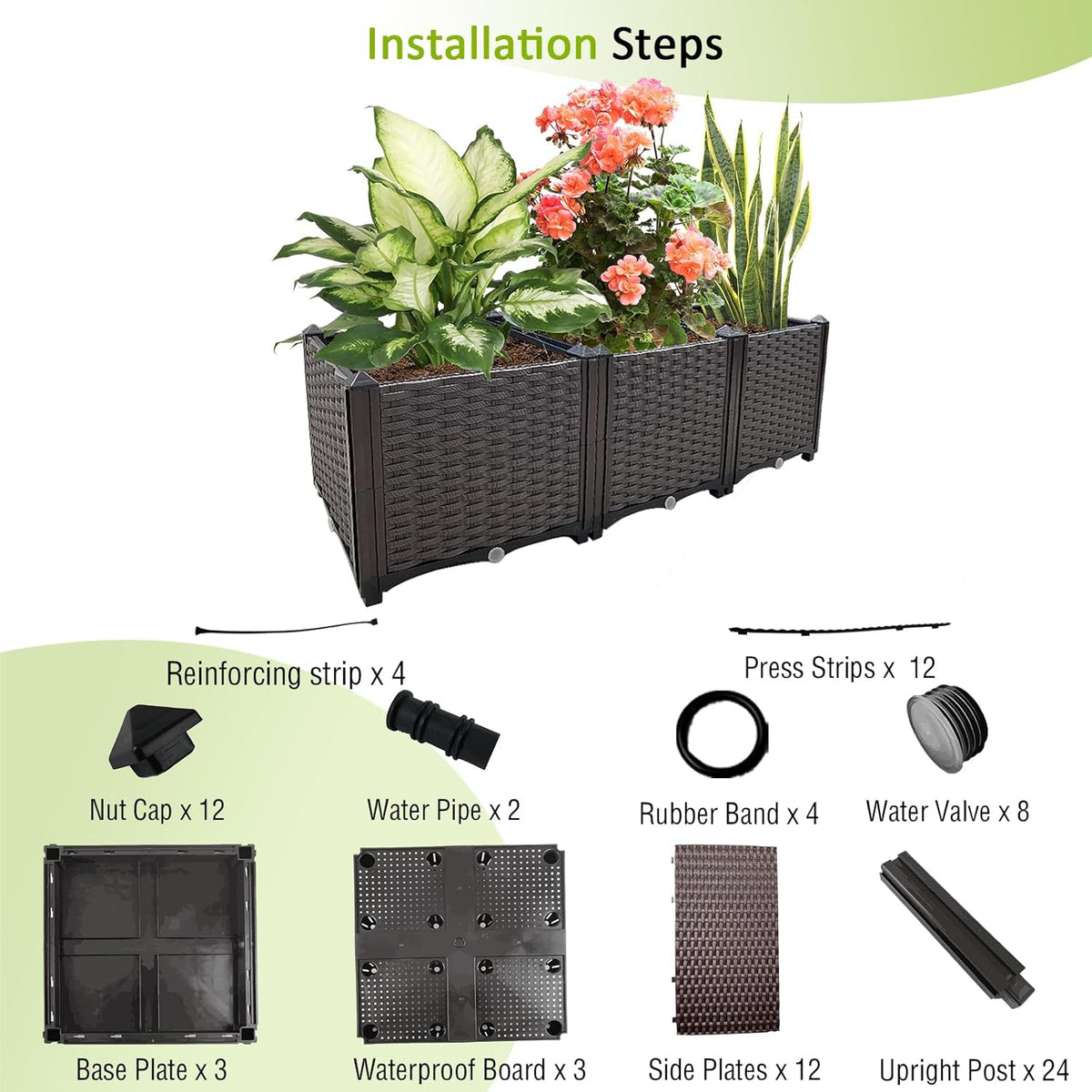 Raised Garden Bed Large Planters for Outdoor Plants Deepened Plant pots Planter Box Elevated Garden