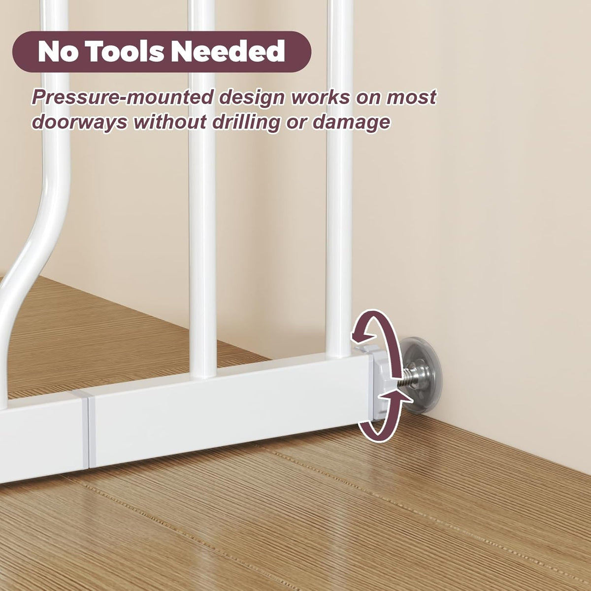29"-51" Baby Gate for Stairs, Auto Close Stroller Friendly Dog Gate Indoor for Doorways, Pressure