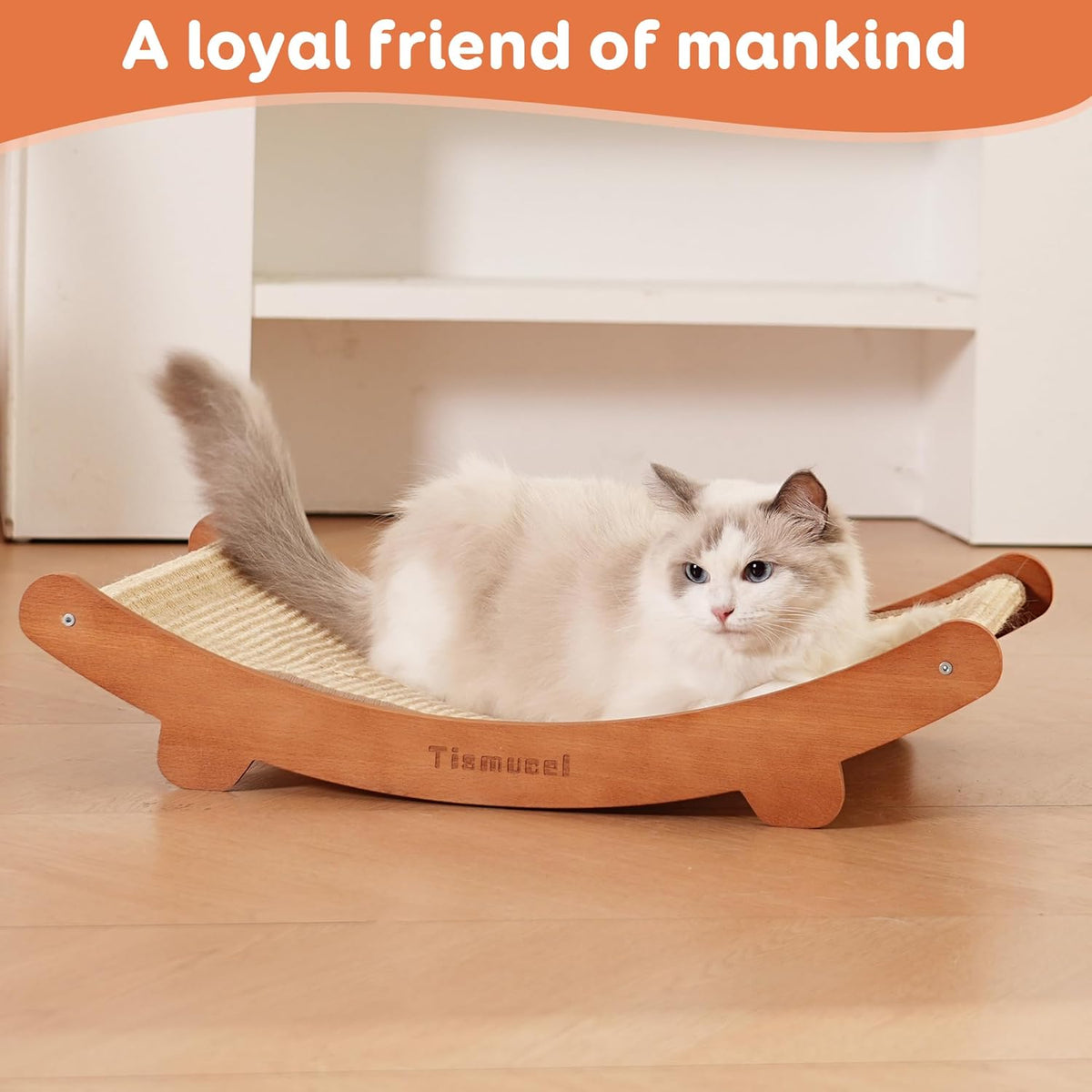 Sisal Cat Scratcher Bed, Beech Wood Cats Hammock,Cat Scratch Pad Indoor cat Toy,Durable Cat