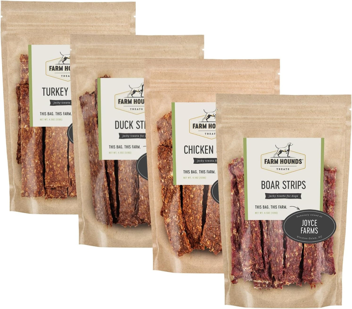 Farm Hounds - Strips Bundle - Boar, Chicken, Duck & Turkey - Premium Natural Jerky For Dogs