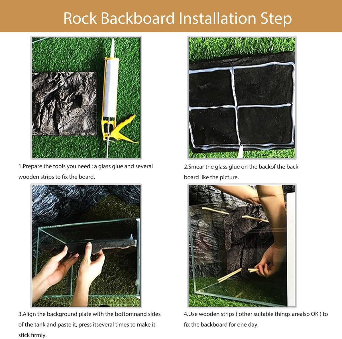 4pcs Rock Terrarium Background,3D Reptile Tank Background Board,Amphibian Stereo Backdrop