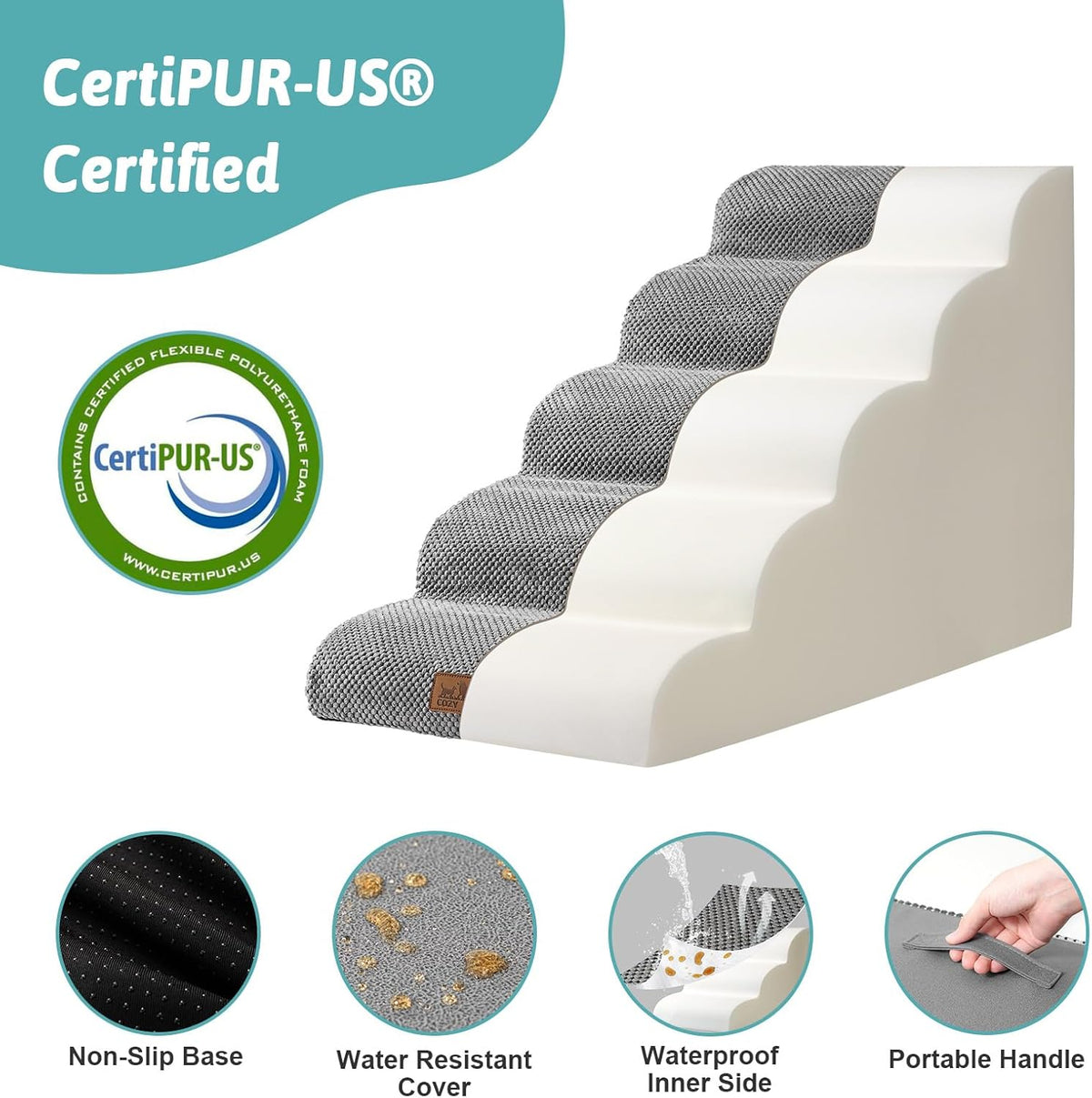 Dog Stairs for Small Dog 22.6" H, Curved Pet Step for Puppy, Older Cat, Medium Pet Ramp for High