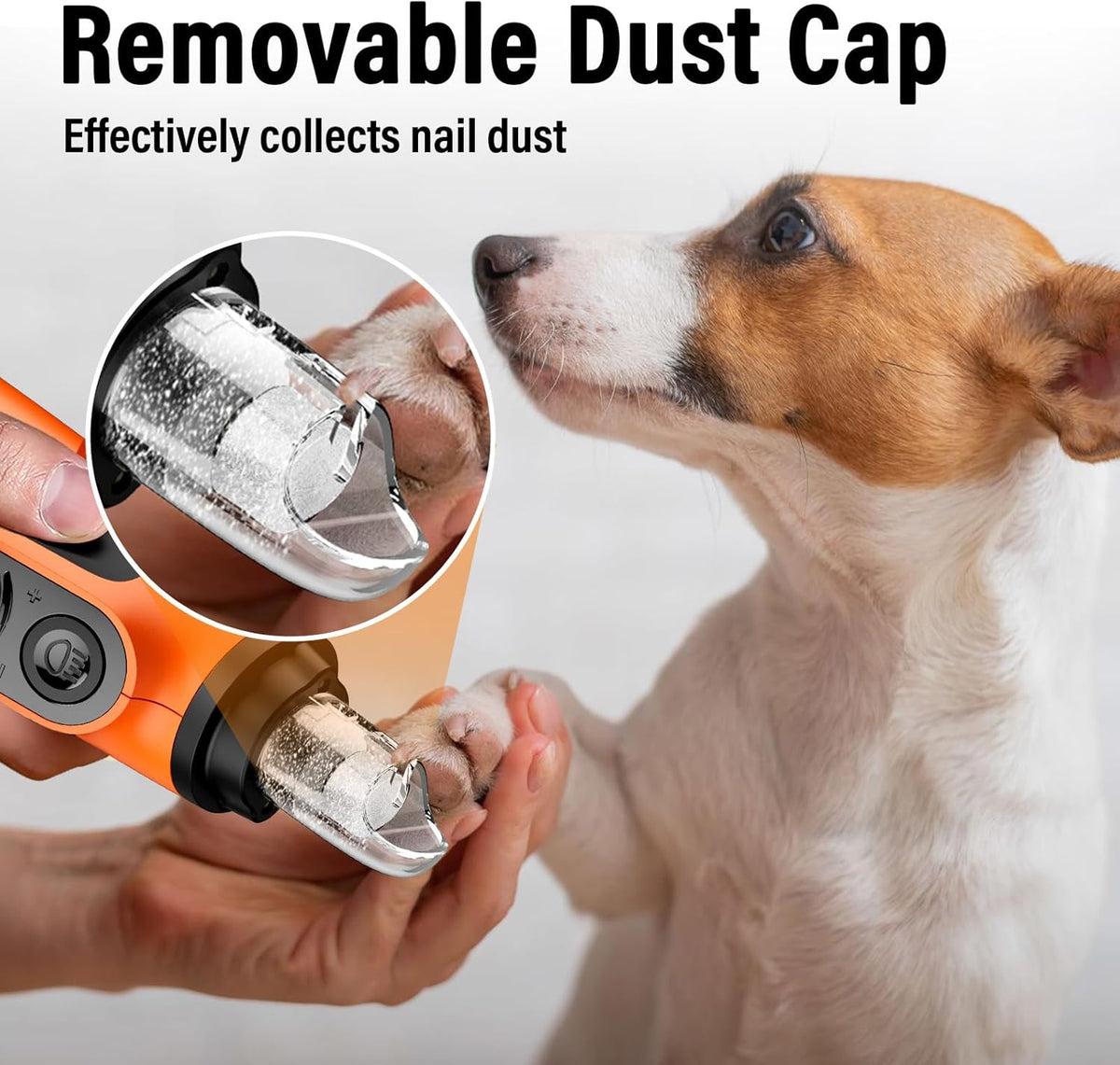Casfuy Smart 6-Speed Dog Nail Grinder - 50% More Power Pet Nail Grinder with 2 LED Lights Quiet