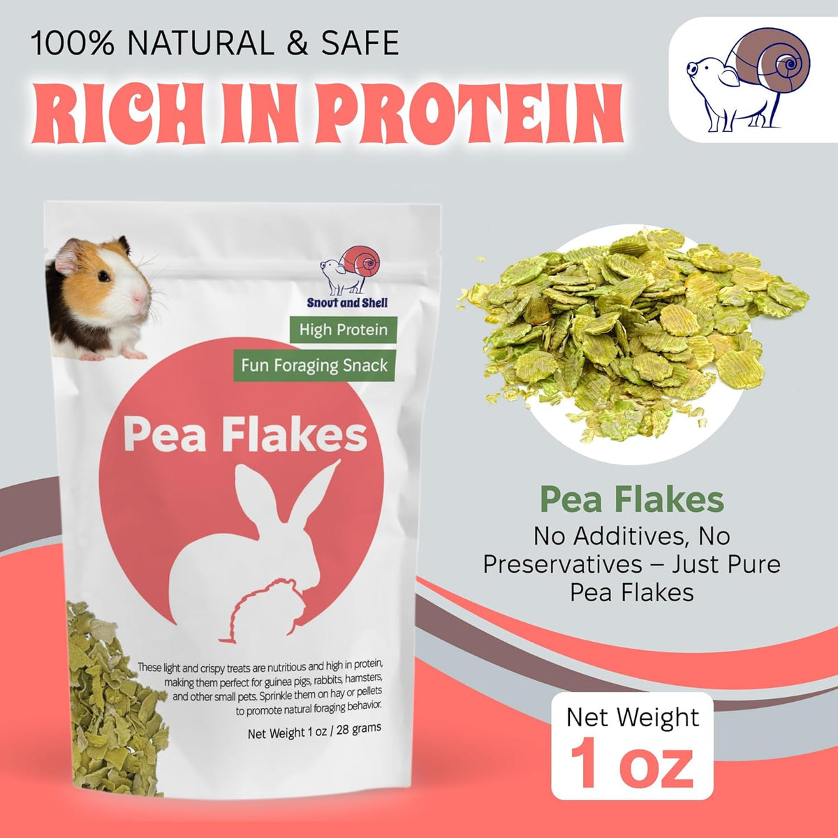 Snout and Shell Small Animal Treats – Pea Flakes, Dandelion Leaf (1oz), Marigold Flowers (0.5oz)