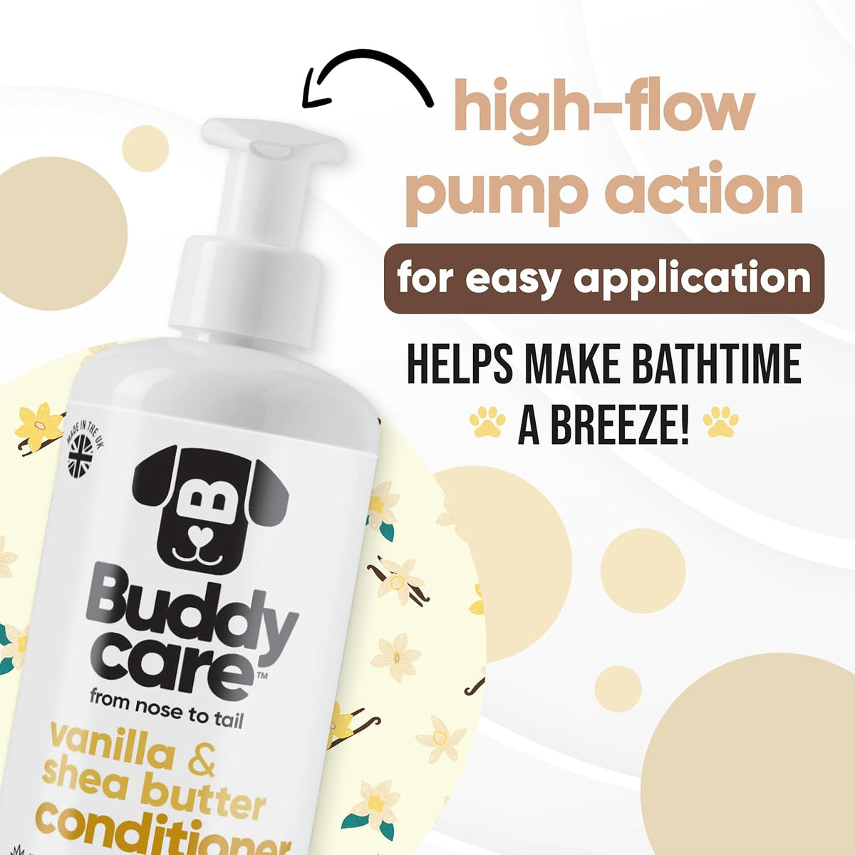 Vanilla & Shea Butter Dog Conditioner (16.90oz) Aloe Vera, Argan Oil & Pro Vitamin B5 to Detangle