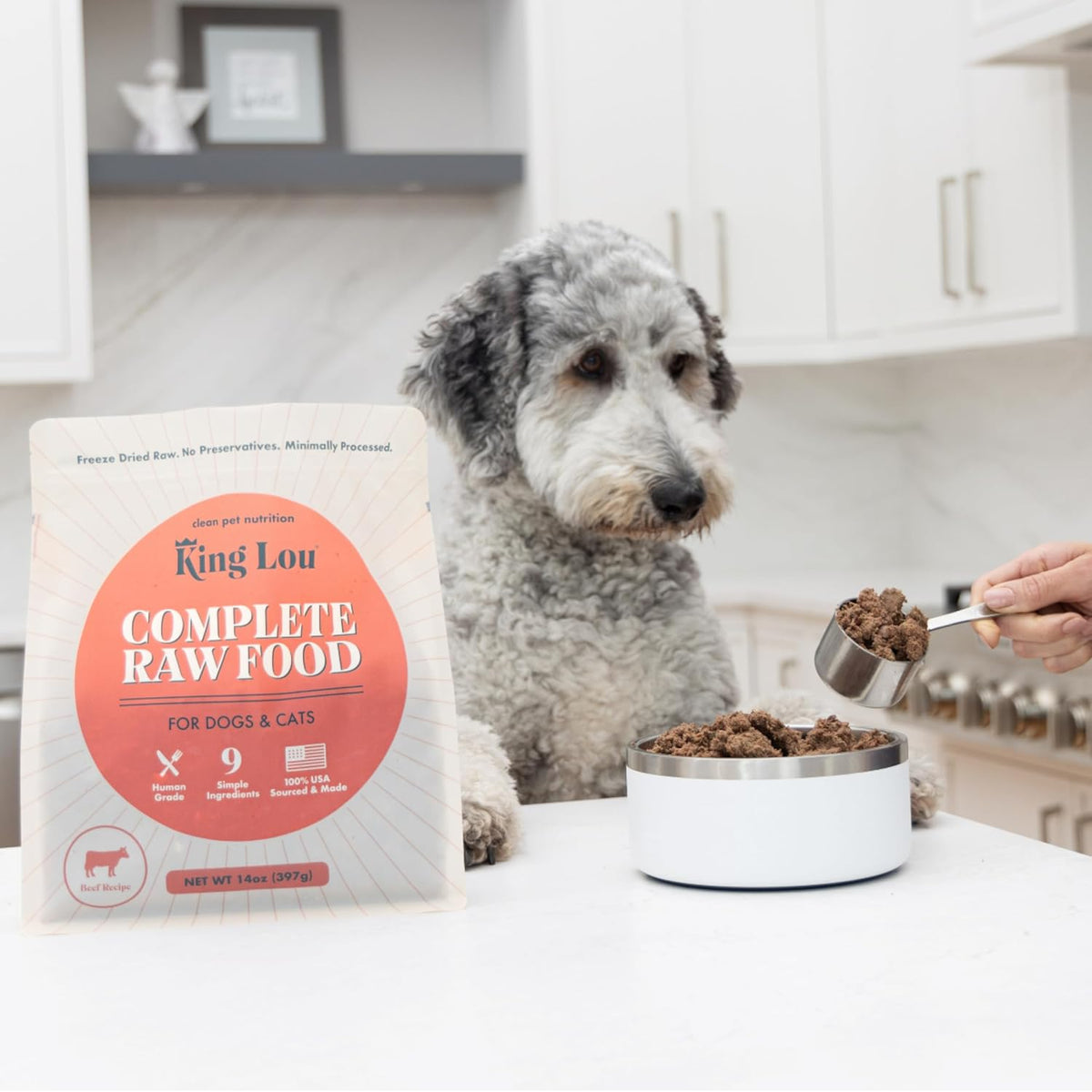 King Lou Pets - Human Grade Raw Food for Dogs and Cats - Complete Meal for Pets - Freeze Dried Beef