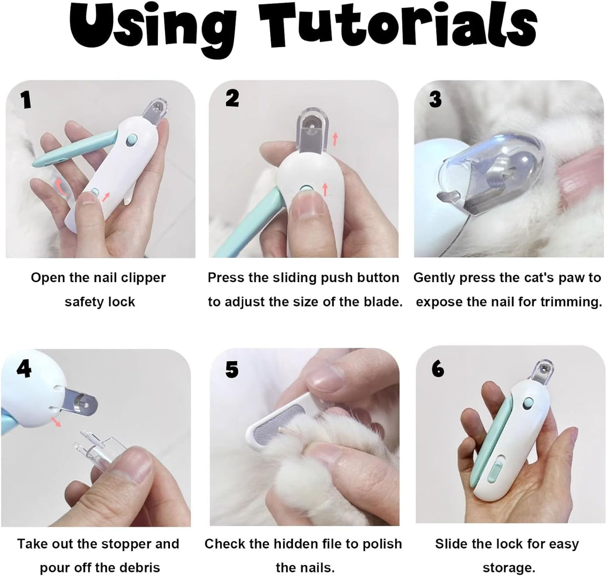 Pett Nail Clipper for Cats - Gentle Round-Hole Trimmer with Dust Storage | Adjustable Size & Hidden