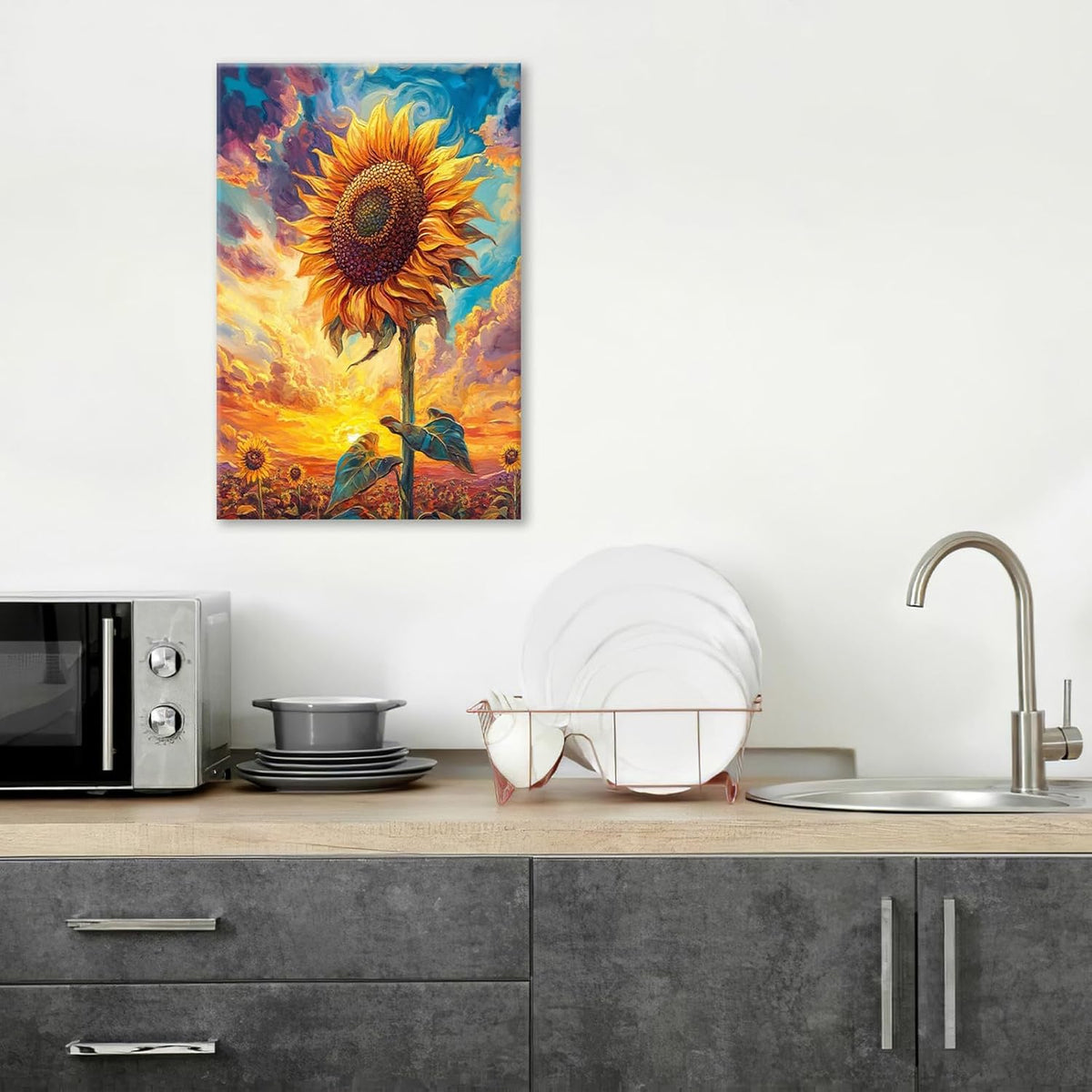Sunflower Wall Art Canvas Yellow Floral Wall Decor Prints Framed Painting Pictures Gifts Artwork