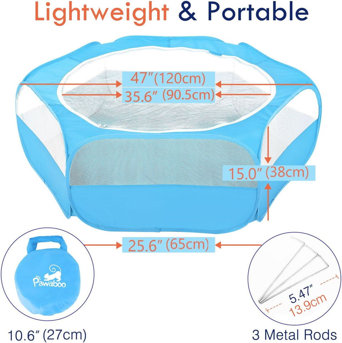 Pawaboo Small Animals Playpen, Waterproof Small Pet Cage Tent with Zippered Cover, Portable Outdoor