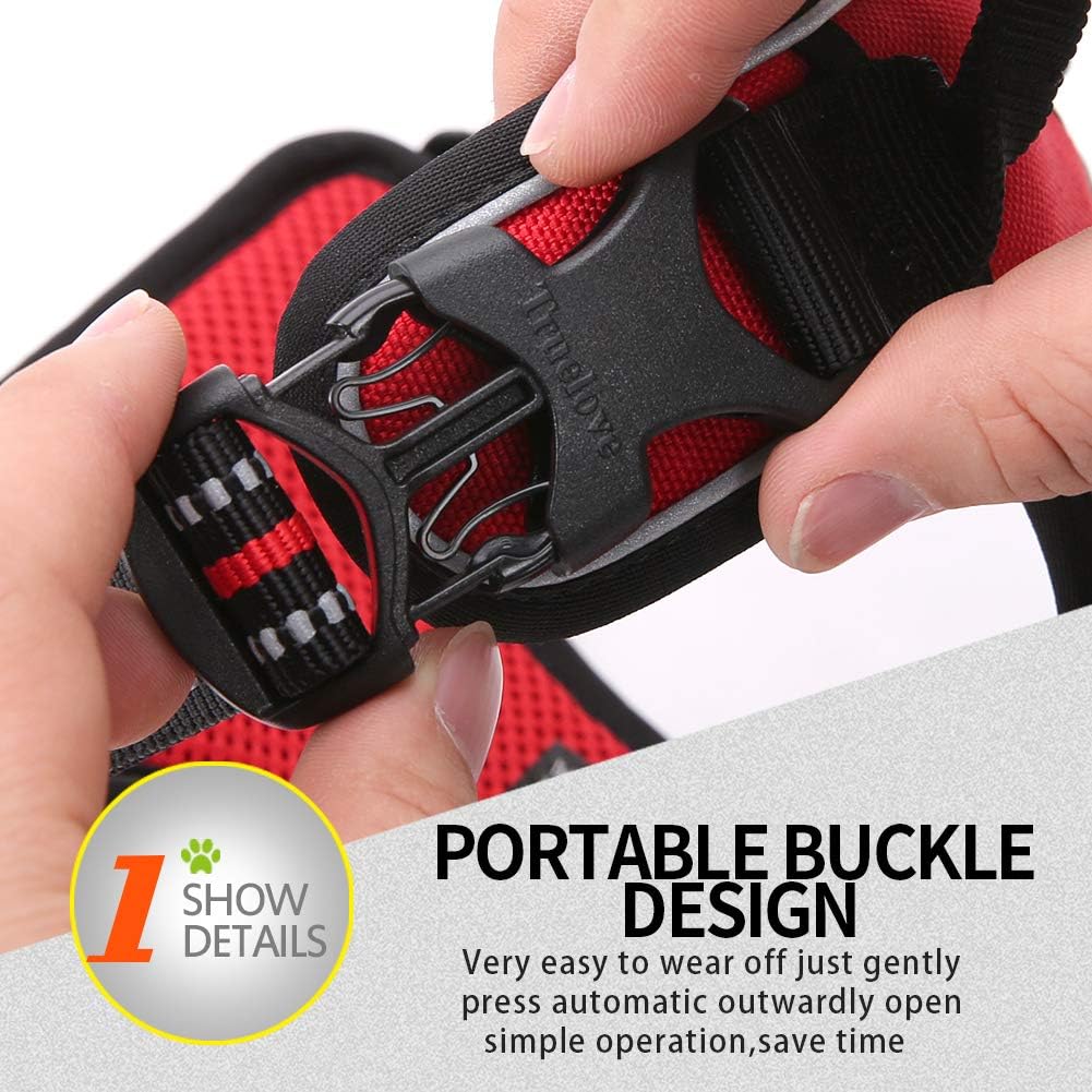 Truelove No Pull Dog Harness with Easy Control Handle and 2 Leash Attachments,Reflective Adjustable