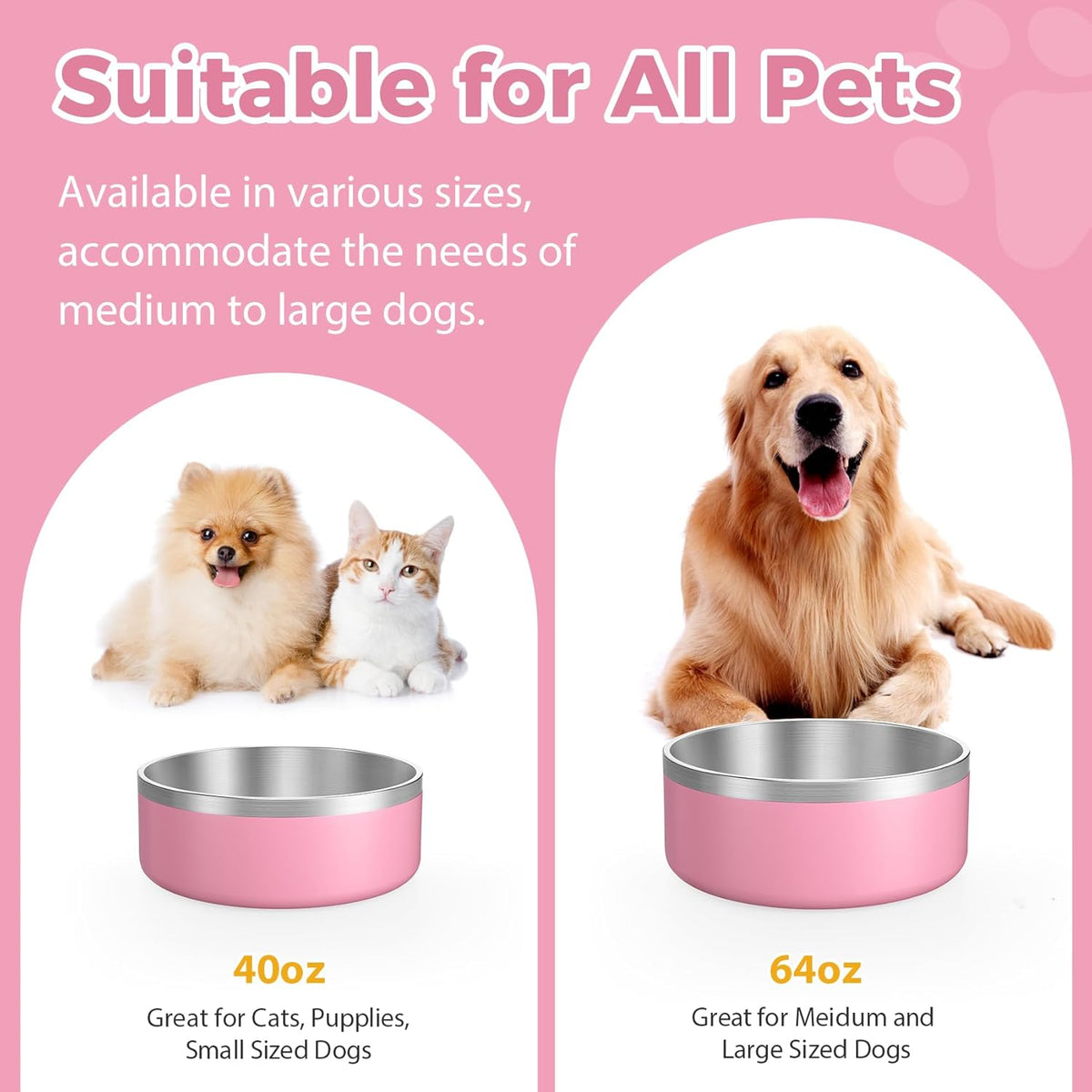 LIANLAI Dog Bowls Large Sized, Rust-Resistant Stainless Steel Dog Bowls, Non Slip Puppy Dishes