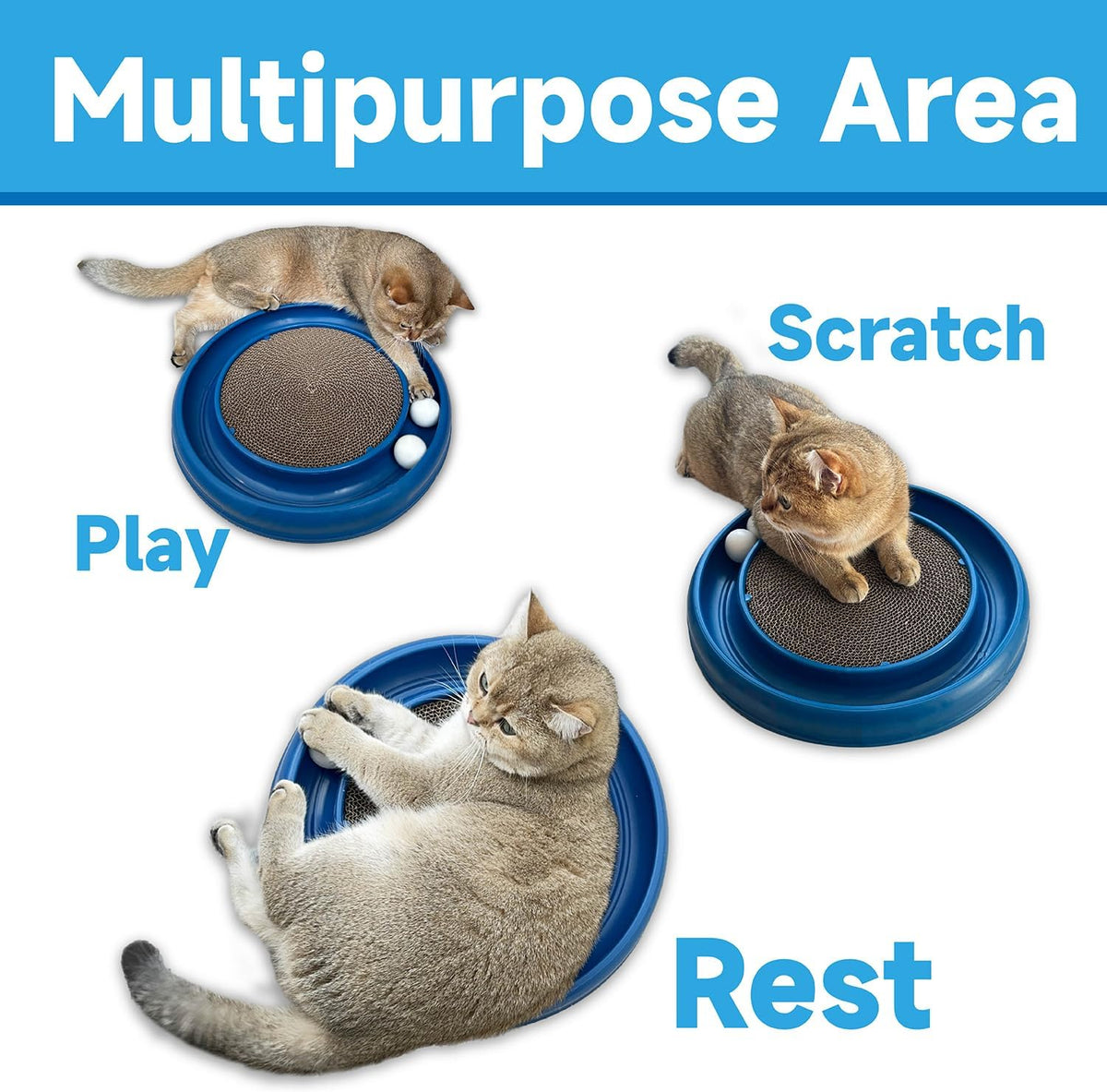 Interactive Cat Ball Track Toy for Indoor Cats, Cat Scratching Board & Exercise Set for Bored