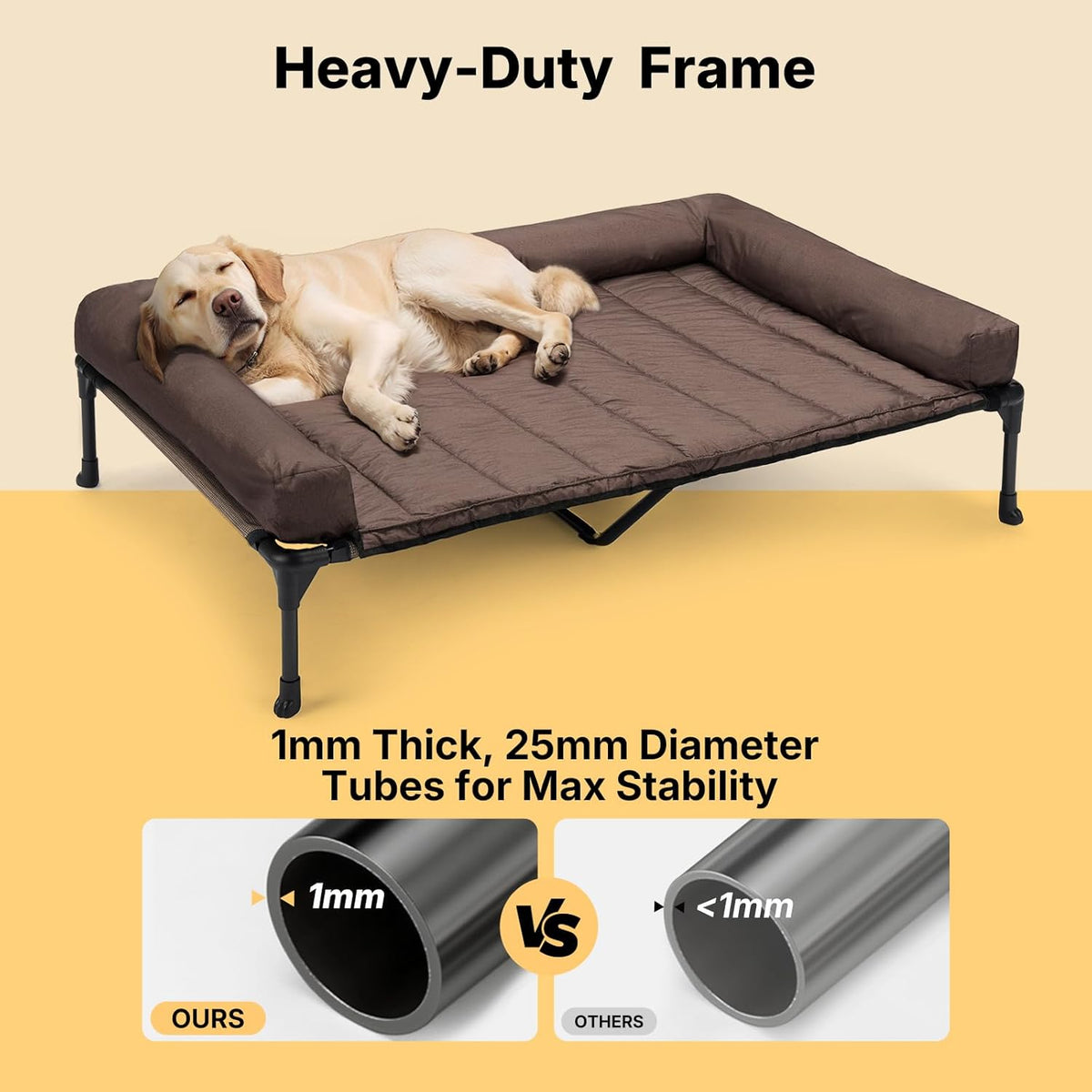 Veehoo Cooling Elevated Dog Bed Add Removable Waterproof Bolster Cushion Mat, Raised Pet Cot with
