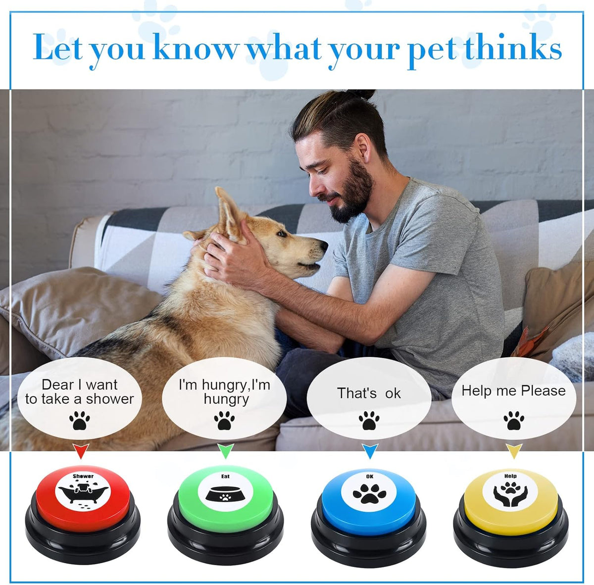 Jerify 16 Pieces Dog Buttons for Communication Voice Recordable Cat Dog Talking Buzzers Set with