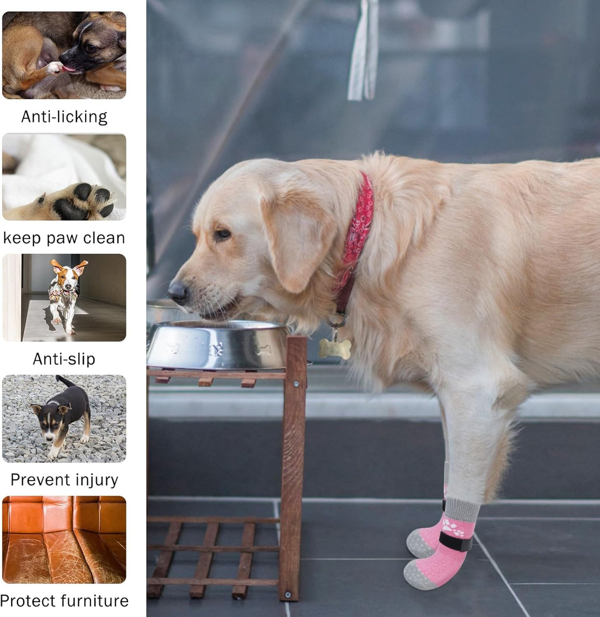 SCENEREAL Anti Slip Dog Sock to Prevent Licking Paws for Hardwood Floors, Boots & Paw Protector
