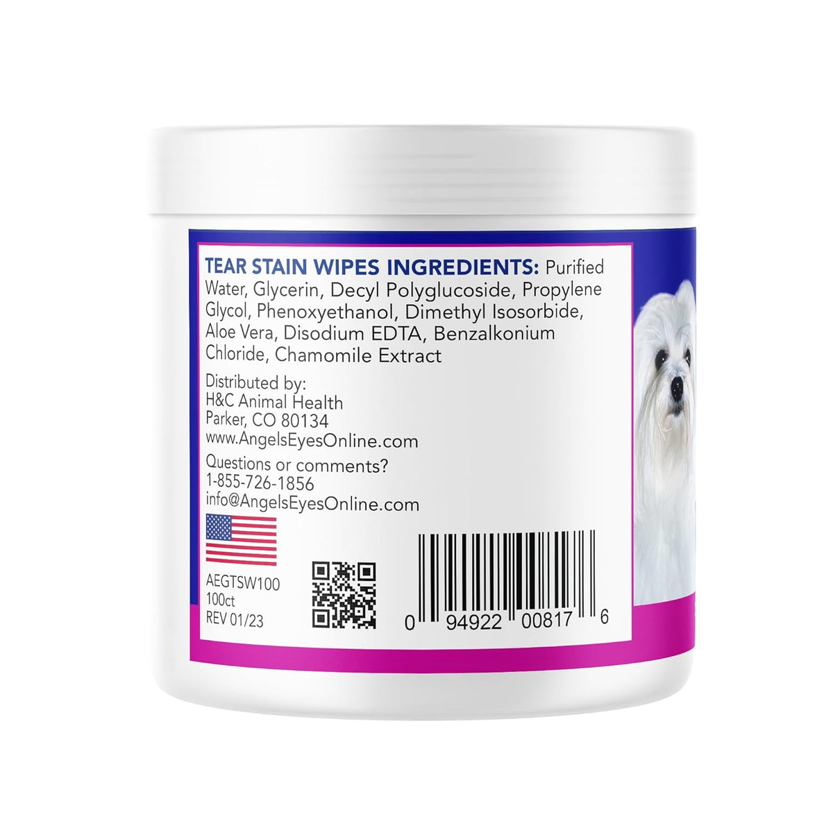 ANGELS' EYES Gentle Tear Stain & Pet Eye Wipes for All Dogs & Cats Textured Grooming Wipes Remove
